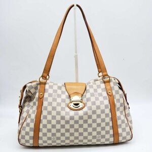100% Authentic Louis Vuitton Stresa GM White Damier Azur Shoulder Bag